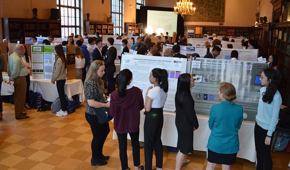 students gathered to present scientific posters