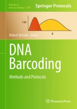 image of book cover for DNA Barcoding Methods and Protocols with green background and graph over beige rectangle