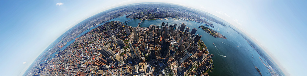Super wide-angle, aerial image of NYC. Photograph by Jonathan D. Woods and Michael Franz for TIME; Stitching: Gavin D. Farrell; Compositing: Meghan P. Farrell; Color: Claudio Palmisano/10b